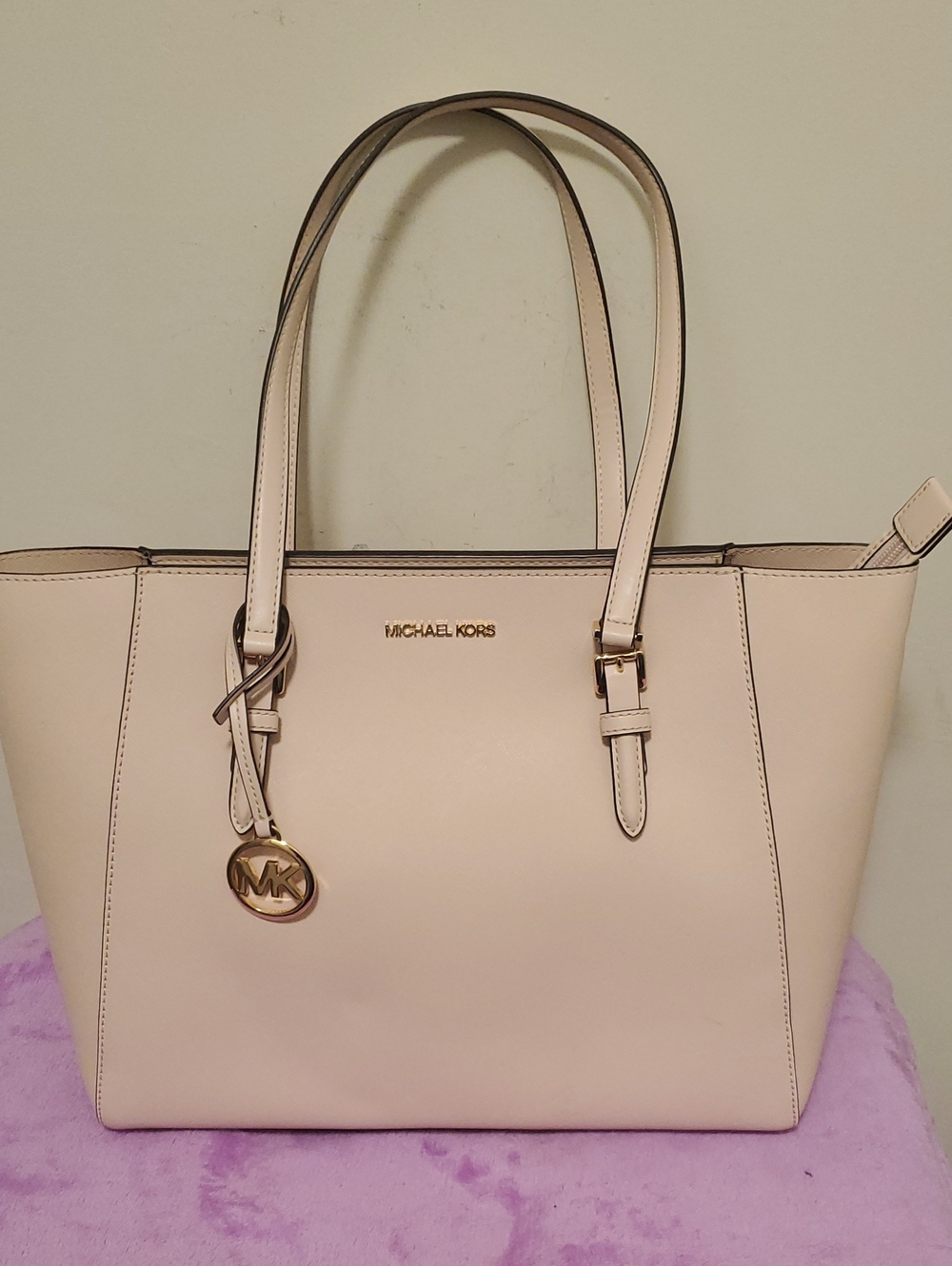 Michael Kors Blush Leather Tote with Gold Accent